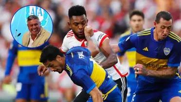 Boca y River en pleno Superclásico, junto a Claudio Tapia.