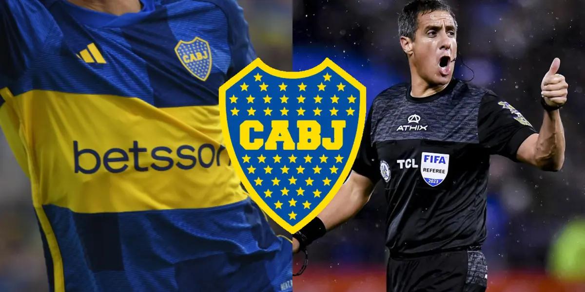 El árbitro le pidió la camiseta a un jugador de Boca.