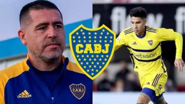 Juan Román Riquelme en el predio de Boca junto a Pol Fernández.