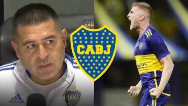 Juan Román Riquelme junto a Nicolás Valentini con la camiseta de Boca.