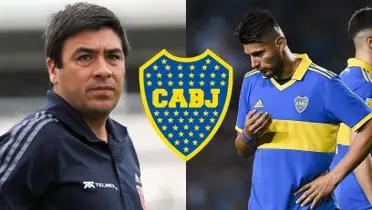 Pepe Basualdo y a su lado Carlos Zambrano con la camiseta de Boca.