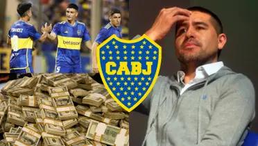 Riquelme agarrándose la cabeza junto a distintos jugadores de Boca.