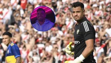 Sergio Romero en acción durante el Superclásico.