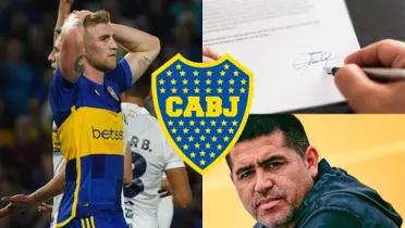 Valentini agarrándose la cabeza junto a Juan Román Riquelme.