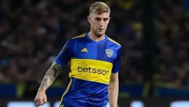 Valentini en acción con la camiseta de Boca.