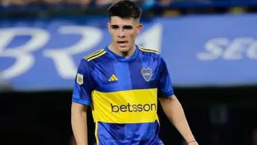 Vicente Taborda en acción con la camiseta de Boca.