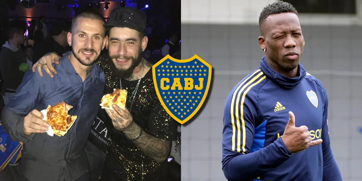 De un lado, Darío Benedetto en una fiesta. Del otro, Luis Advíncula en un entrenamiento de Boca.