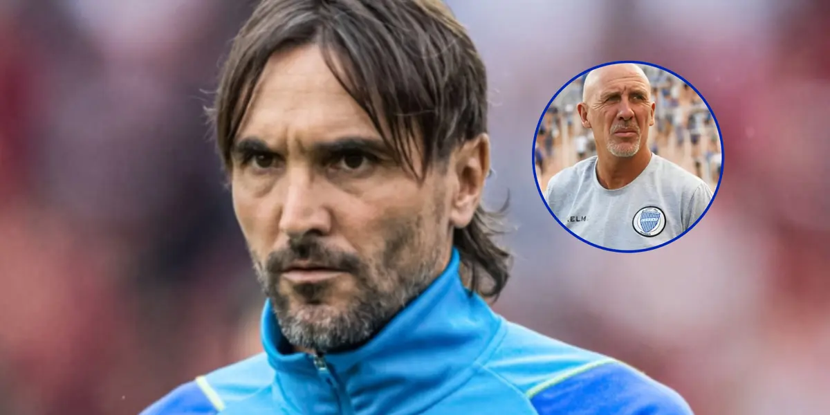 Diego Martínez junto al entrenador de Godoy Cruz.