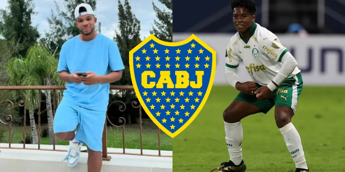 Frank Fabra en su casa y Endrick a su lado.