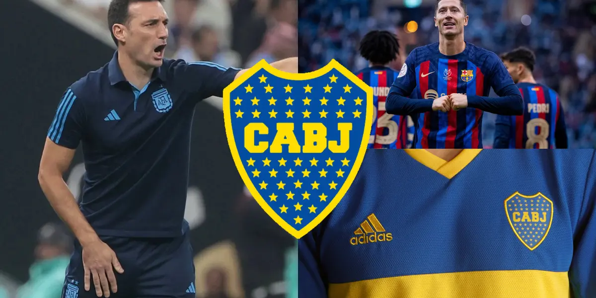 Lionel Scaloni junto a la camiseta de Boca.