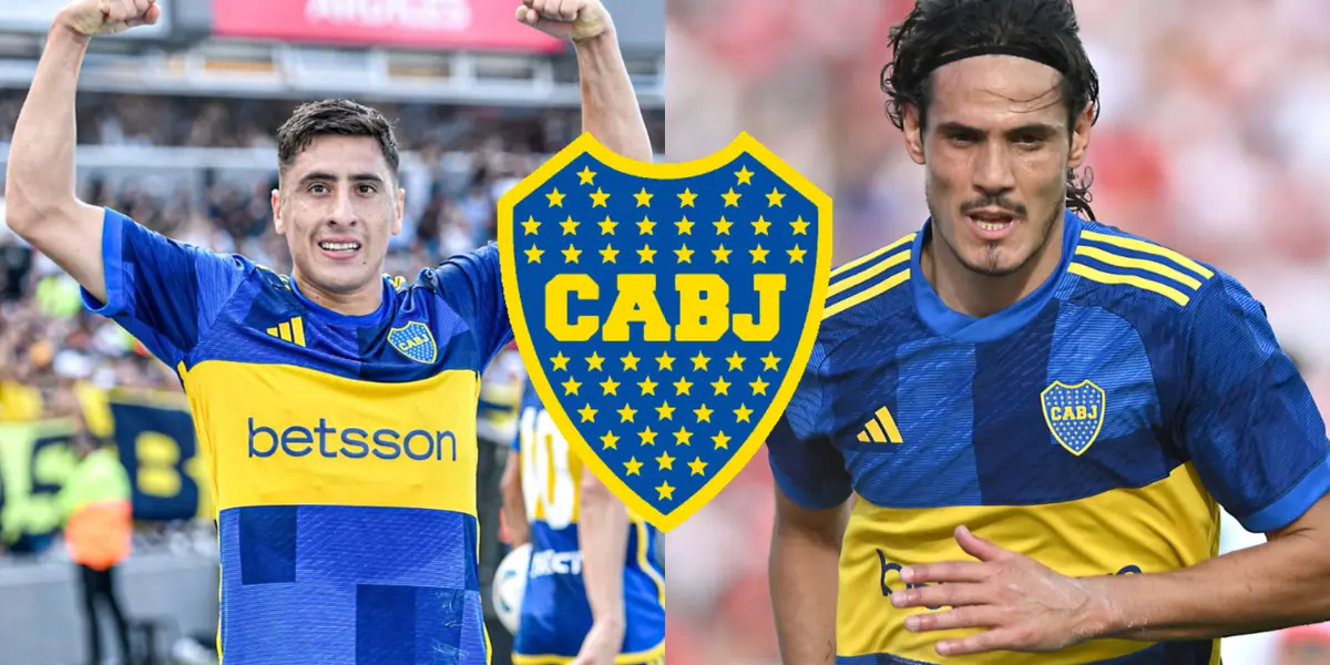 Merentiel y Cavani en pleno Superclásico frente a River.