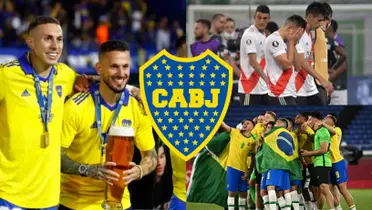 Boca siendo campeón del fútbol argentino y River lamentándose.