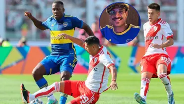 Boca y River disputando el Superclásico y Daniel Osvaldo.