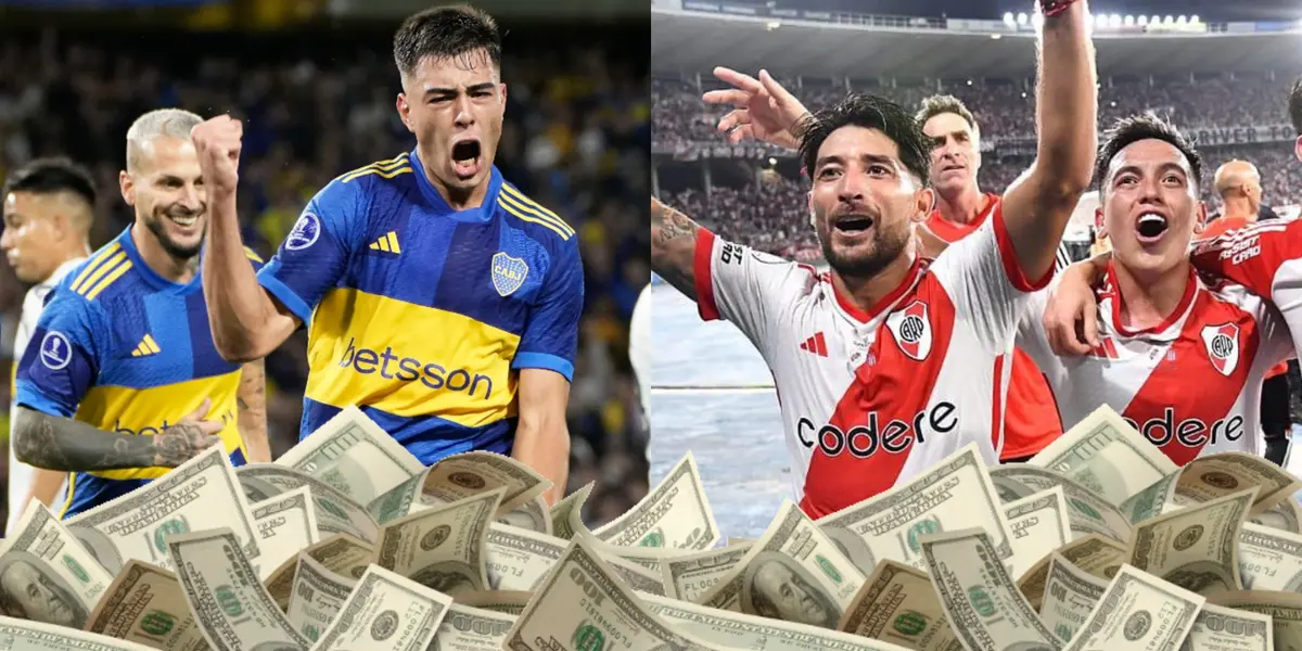 Boca y River festejando sus goles.