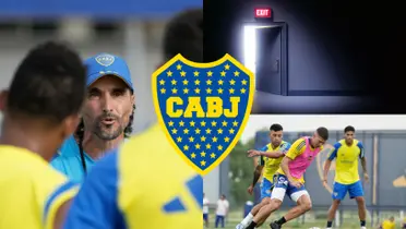 Diego Martínez dando indicaciones en un entrenamiento de Boca.