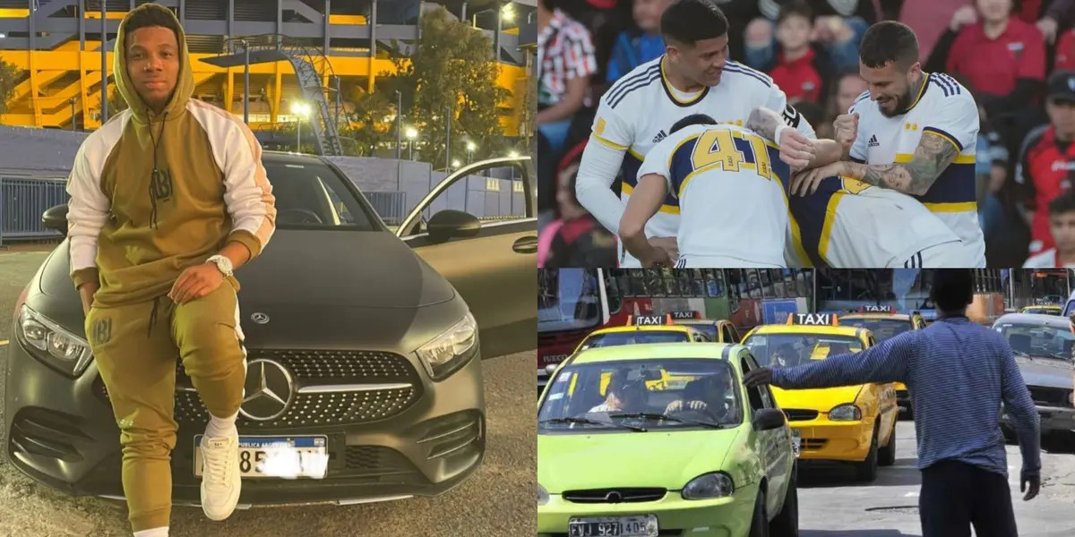 El colombiano llega en un lujoso Mercedes Benz, sin embargo, uno de los cracks del Xeneize viaja en remis para ir al predio a entrenar.