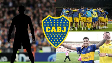 Ezequiel Fernández festejando y jugadores de Boca reunidos en el campo.