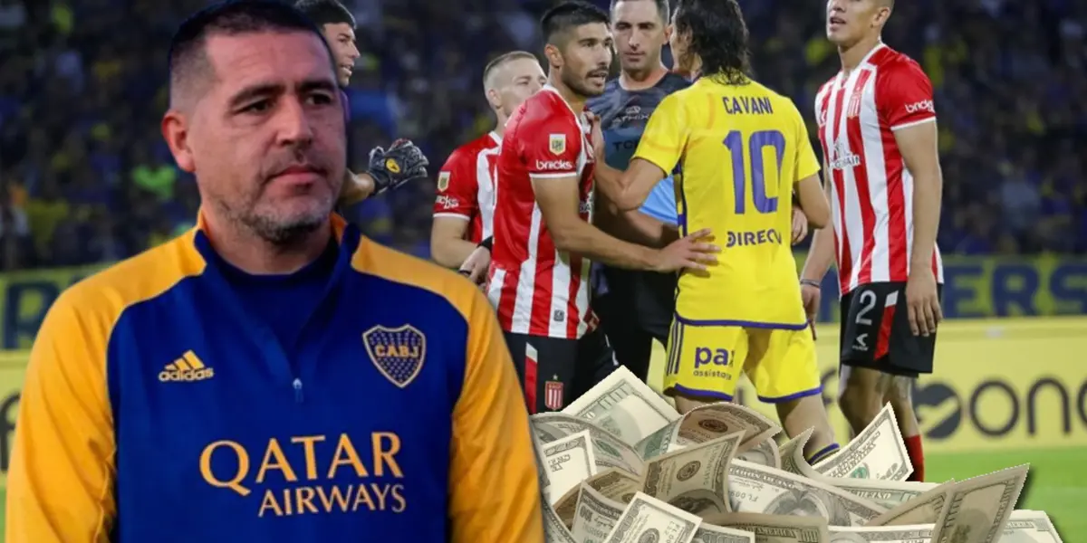 Juan Román Riquelme y de fondo el Boca-Estudiantes.