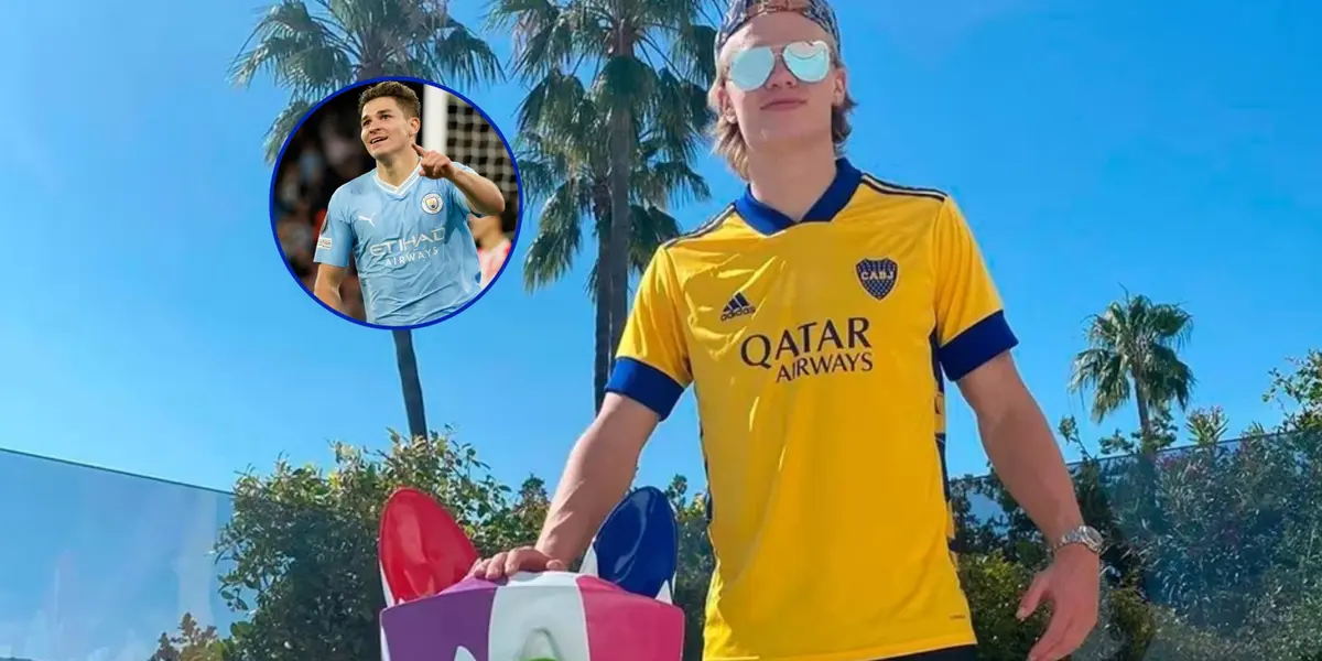 Julián Álvarez sueña con que Erling Haaland deje de ser hincha de Boca y hacerlo fanático de River.