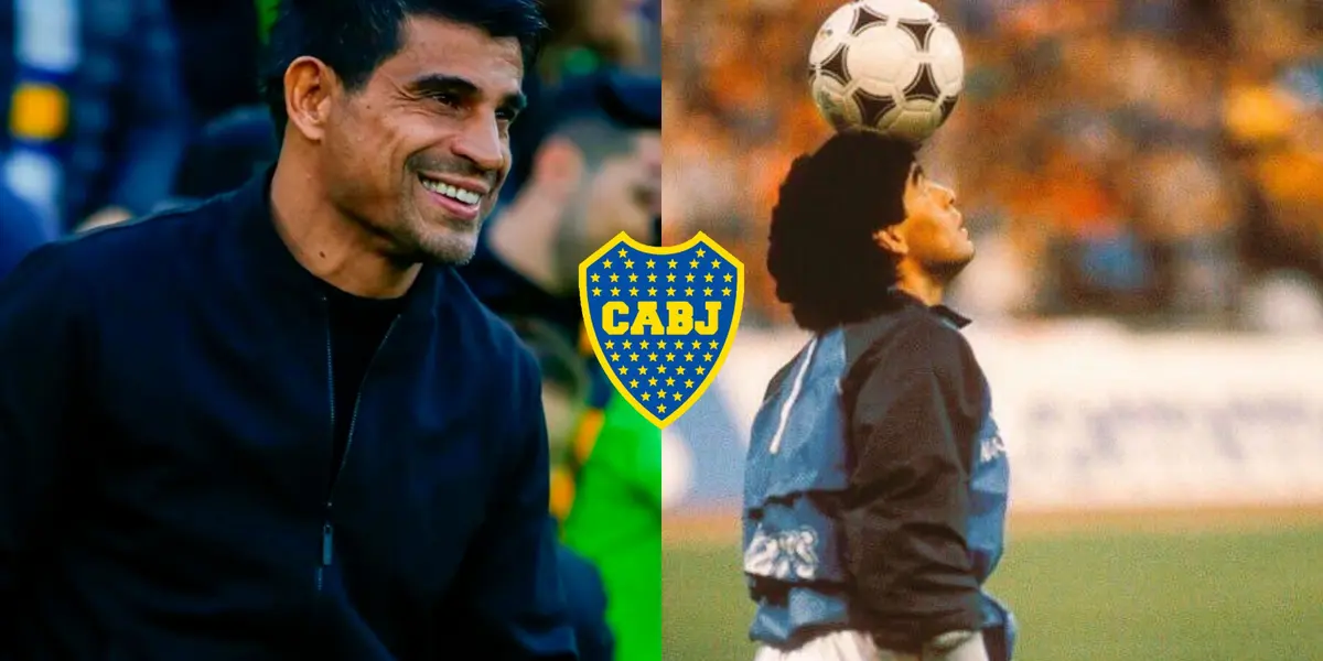 La cuenta oficial del Xeneize compartió una foto de Ibarra imitando al mejor jugador de todos los tiempos y la nostalgia recorrió nuestras venas.