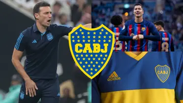 Lionel Scaloni junto a la camiseta de Boca.