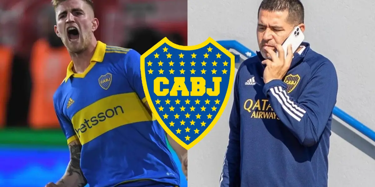 Riquelme con su teléfono junto a Nicolás Valentini.