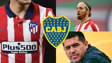 Riquelme junto a Iker Muniain y un futbolista del Atlético de Madrid.