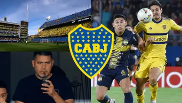 Riquelme tomando mate y Cavani durante el Boca vs Trinidense.